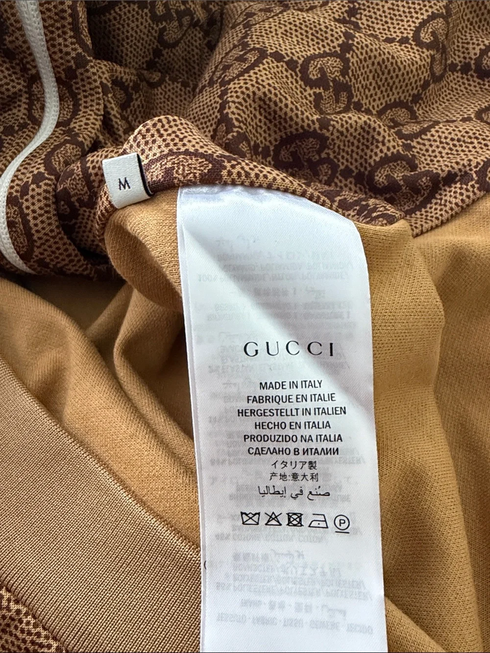 Gucci Brown Monogram Bomber Jacket with Red & Blue Chevrons